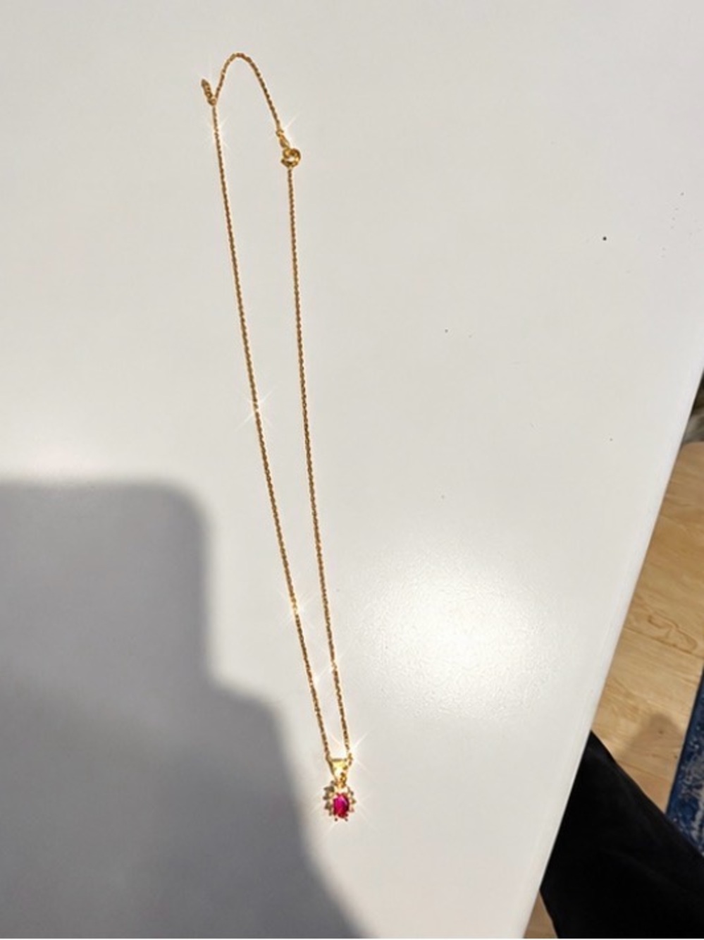 Ruby and diamond s 14k Gold Chain necklace - Picture 3 of 4